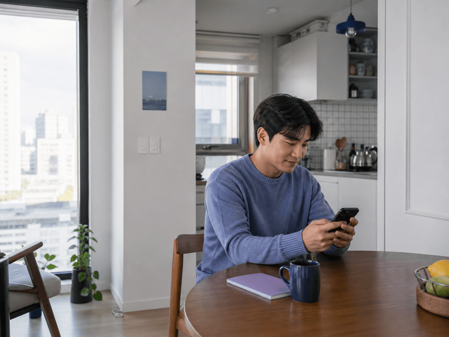 A resident using a familiar payment method from home